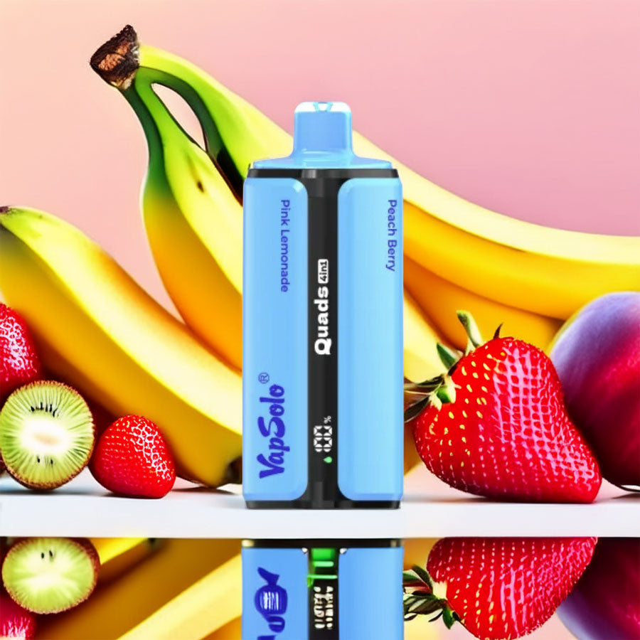 VapSolo Quads 80000 – Pink Lemonade & Kiwi Passionfruit Guava & Strawberry Banana & Peach Berry 5%
