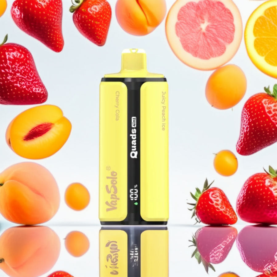 VapSolo Quads 80000 – Cherry Cola & Strawberry Watermelon & Grapefruit Refresher & Juicy Peach Ice 5%